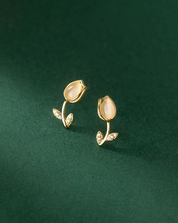 Opal Tulip Stud Earrings