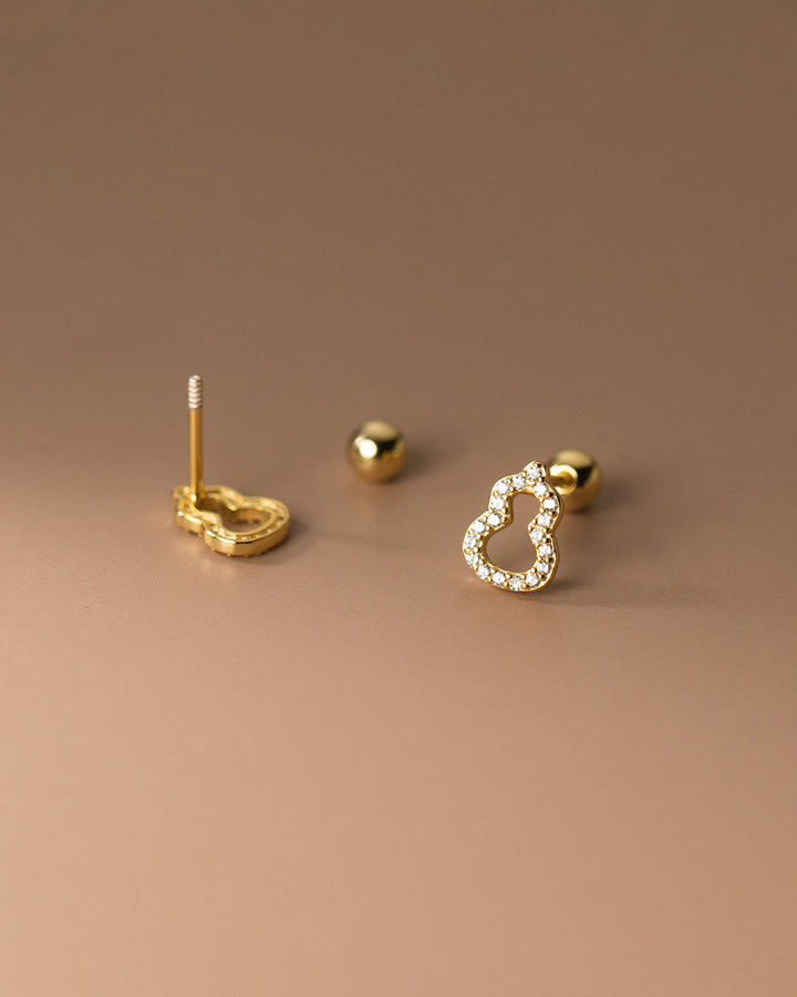 Golden 葫芦 Barbell Earrings