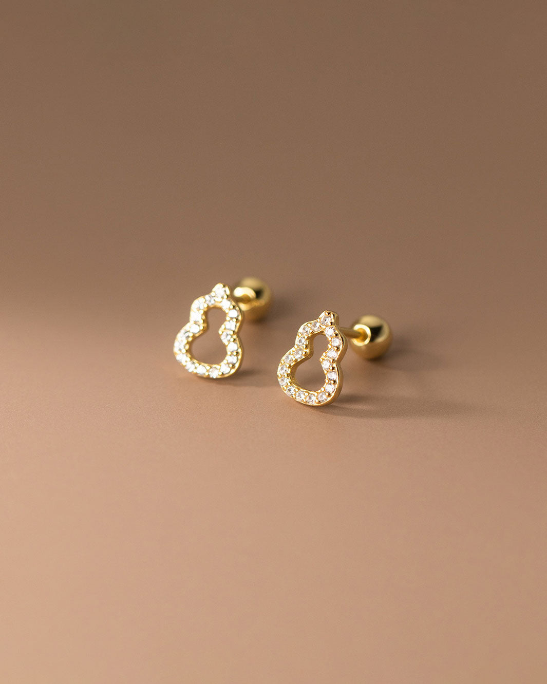 Golden 葫芦 Barbell Earrings