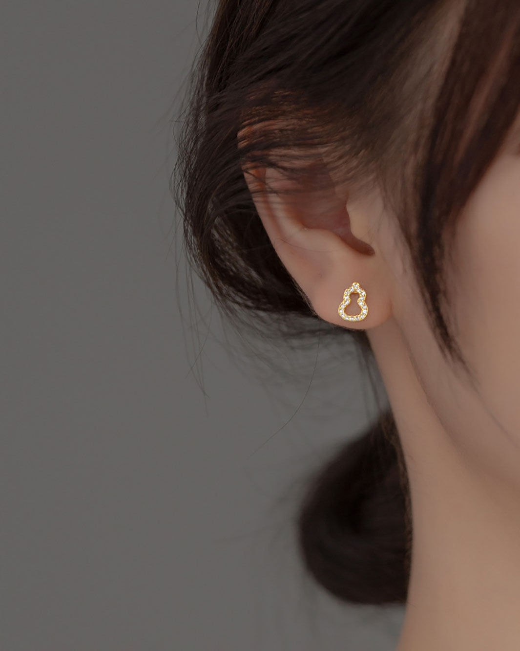 Golden 葫芦 Barbell Earrings