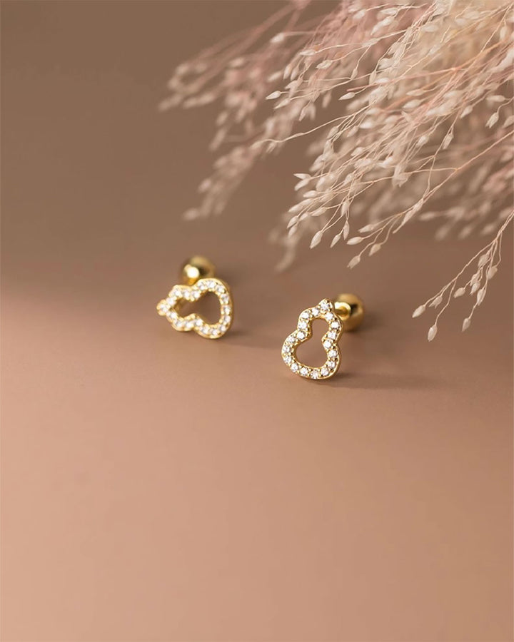 Golden 葫芦 Barbell Earrings