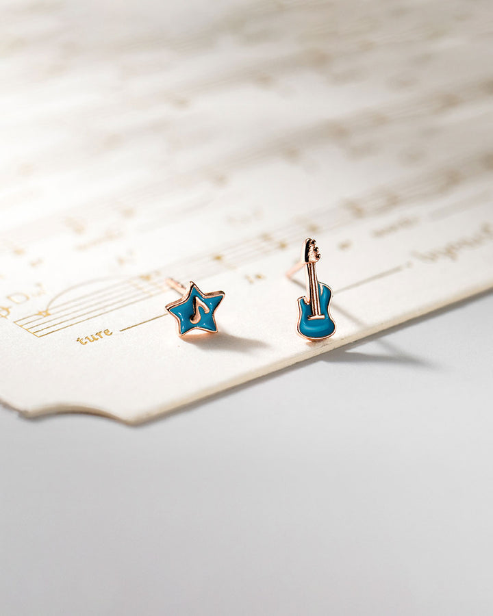 Musical Star and Guitar Stud Earrings