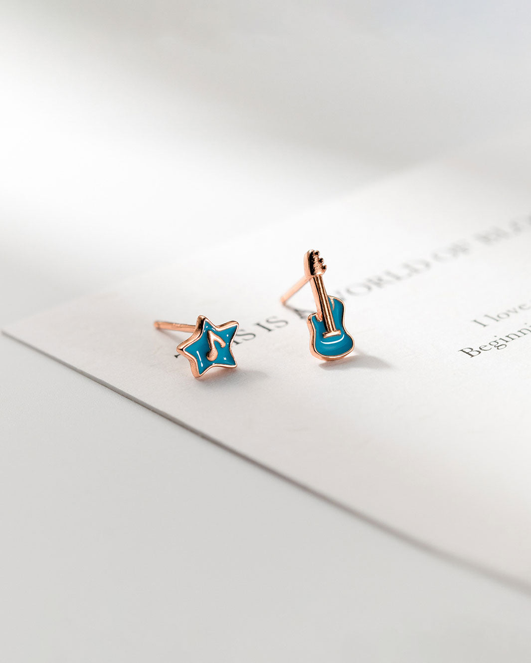 Musical Star and Guitar Stud Earrings