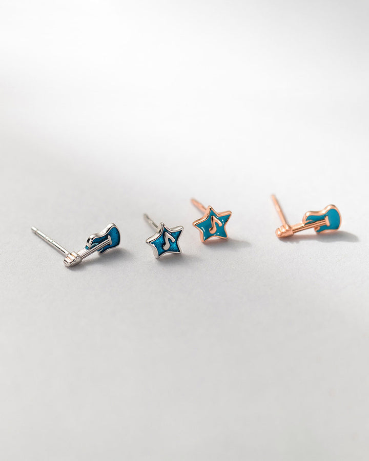 Musical Star and Guitar Stud Earrings