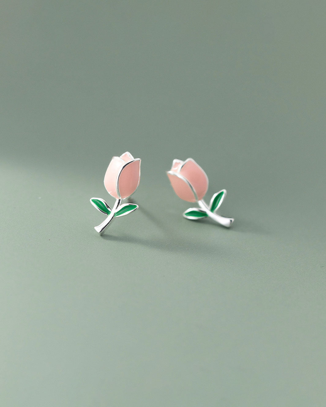 Pink Blossom Tulip Stud Earrings