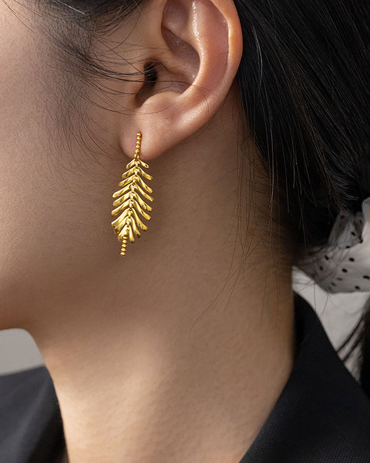 Leafy Willow Tassel Drop Earrings