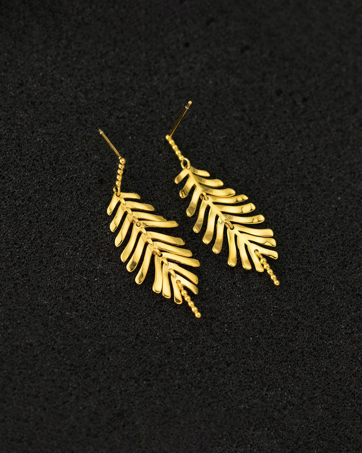 Leafy Willow Tassel Drop Earrings