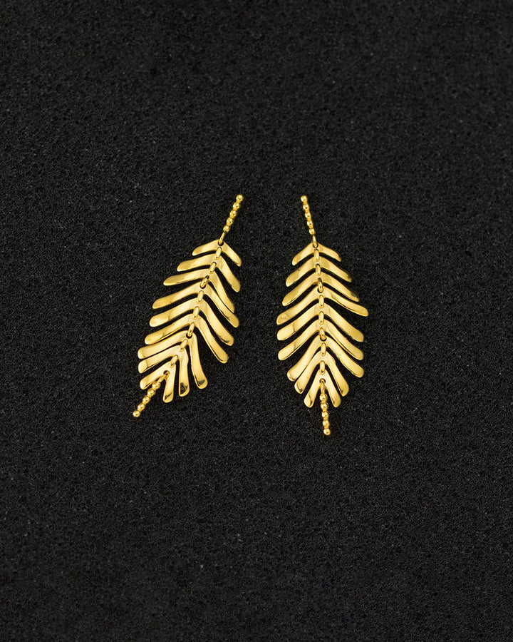 Leafy Willow Tassel Drop Earrings