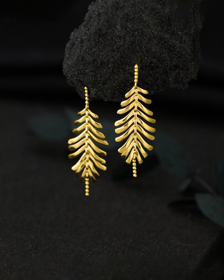 Leafy Willow Tassel Drop Earrings