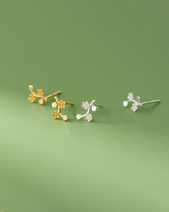 Plum Blossom Flower Stud Earrings