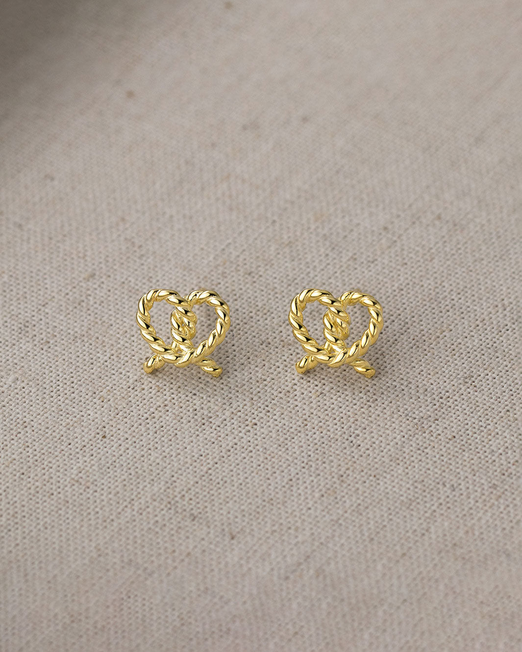 Twisted Pretzel Heart Stud Earrings