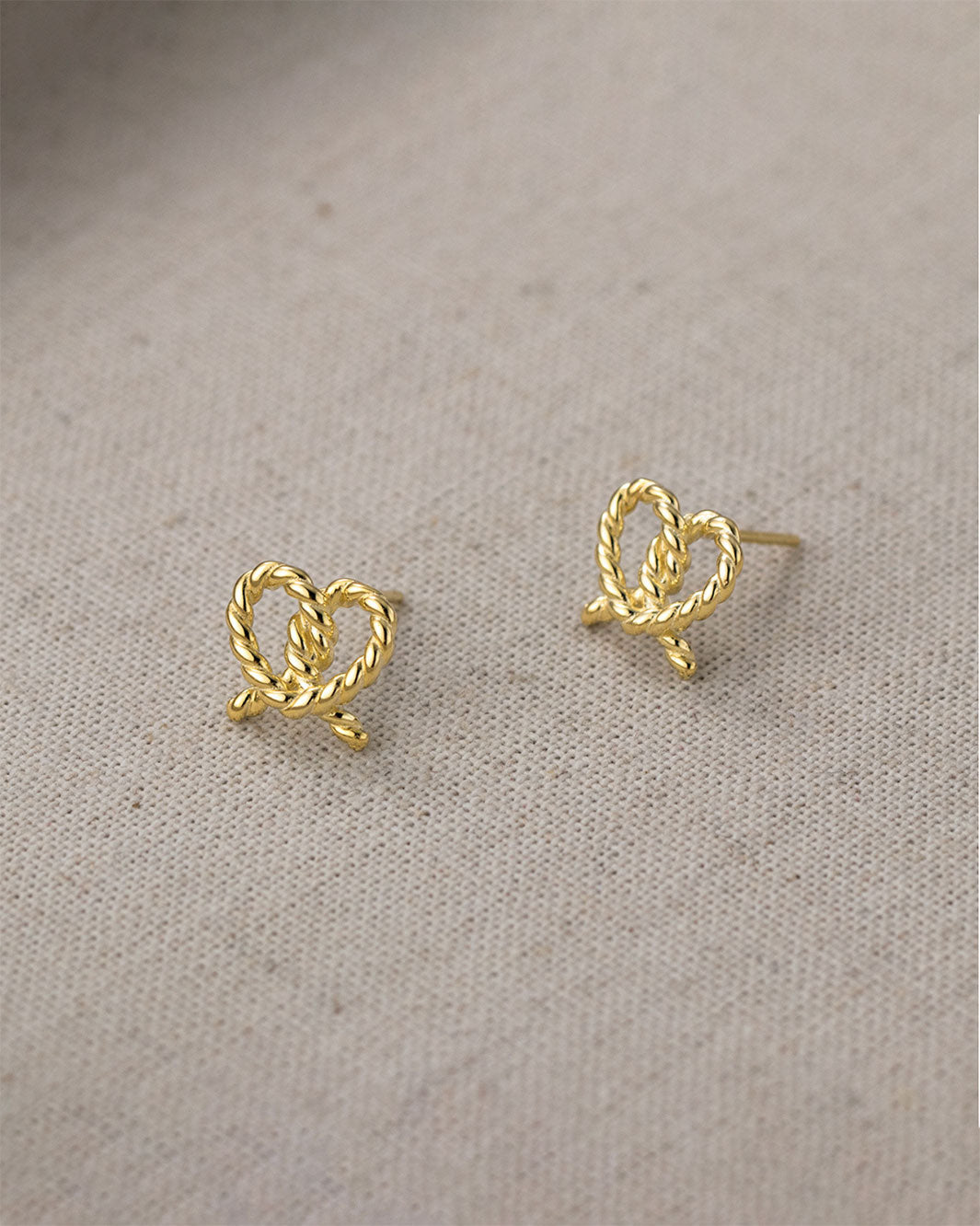 Twisted Pretzel Heart Stud Earrings