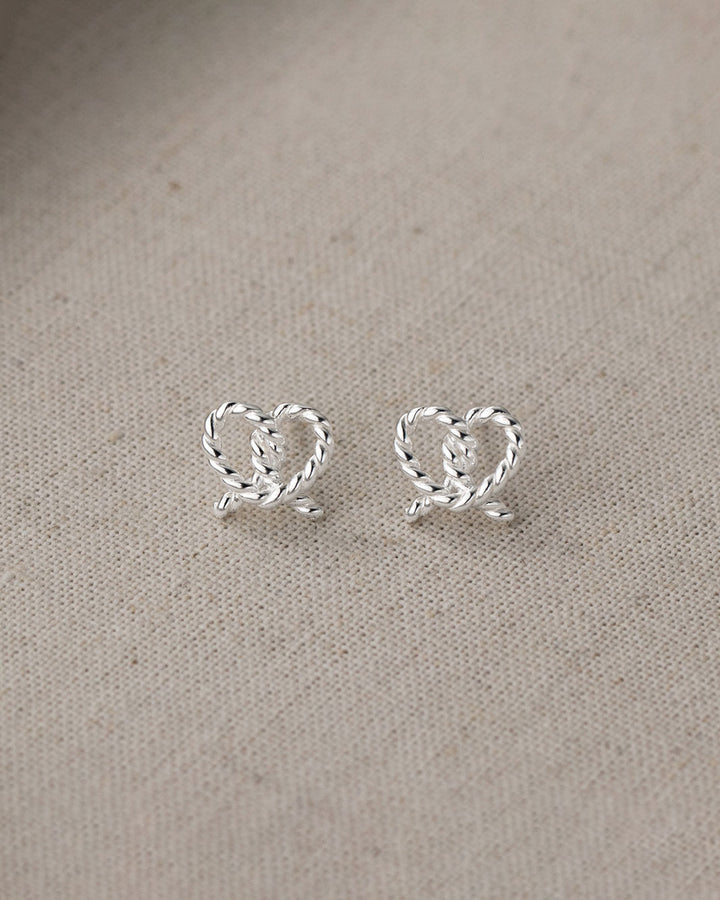 Twisted Pretzel Heart Stud Earrings