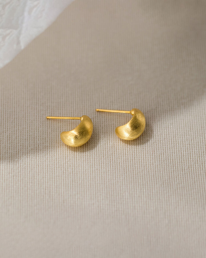 Brushed Droplet Stud Earrings