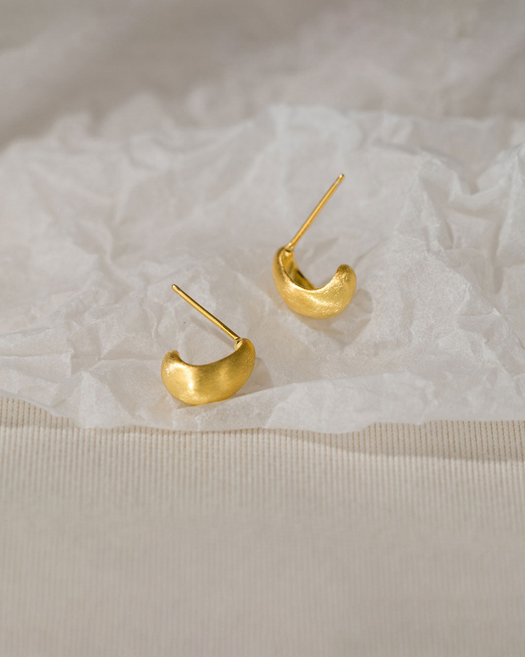 Brushed Droplet Stud Earrings