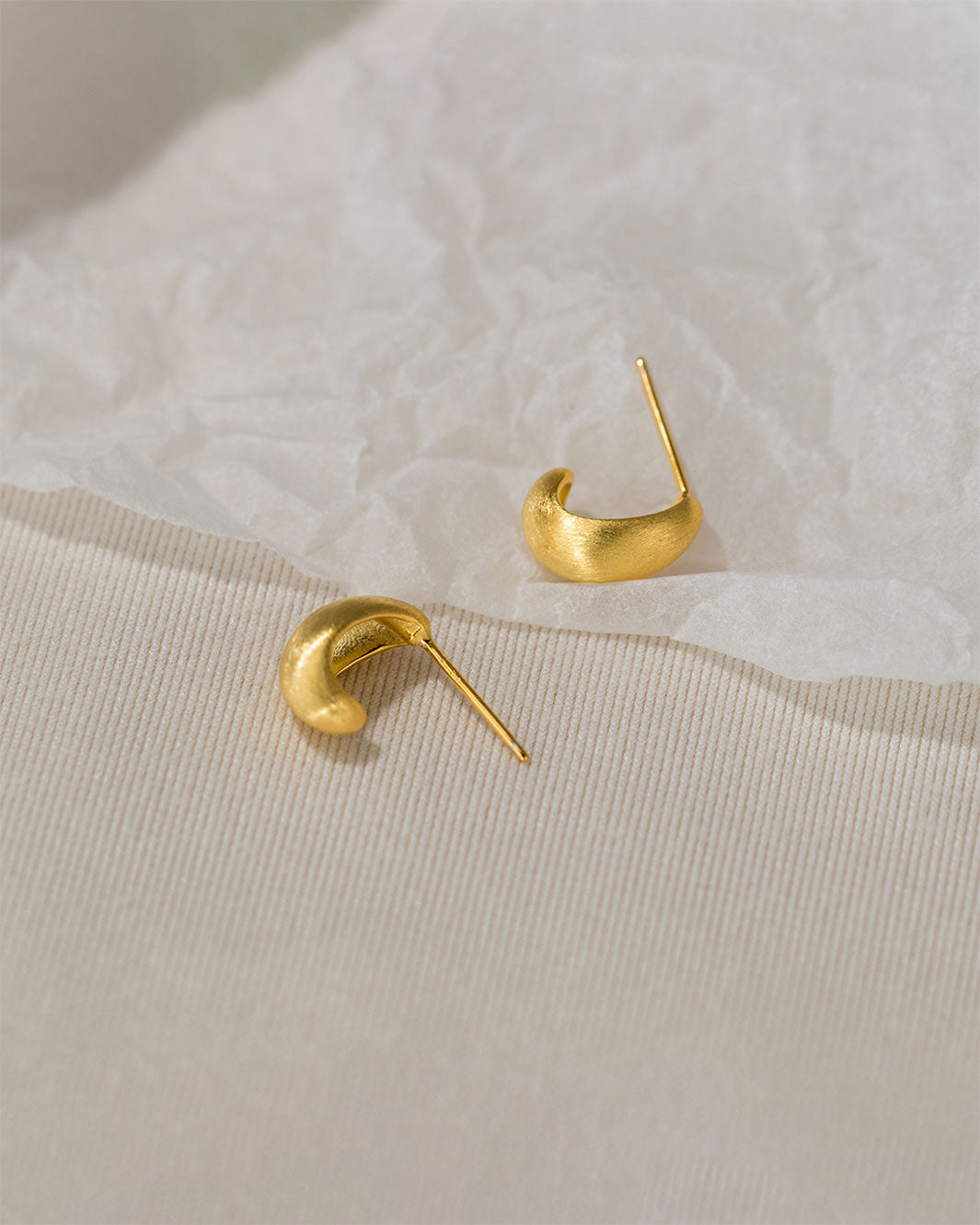 Brushed Droplet Stud Earrings