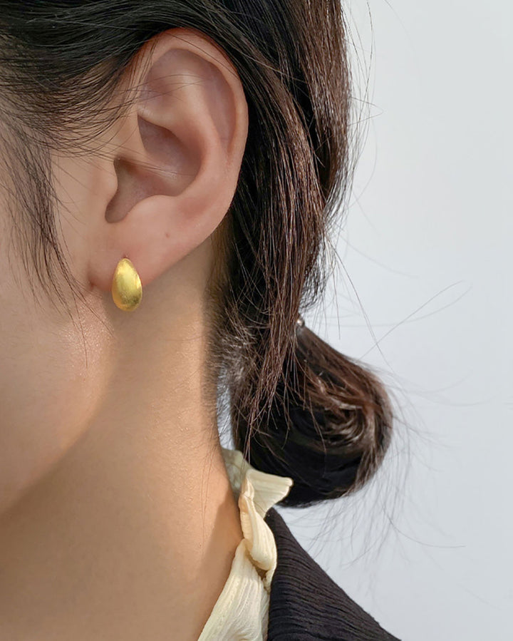 Brushed Droplet Stud Earrings