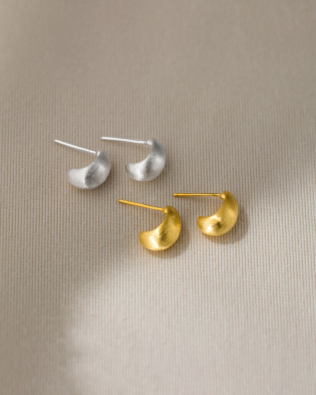 Brushed Droplet Stud Earrings