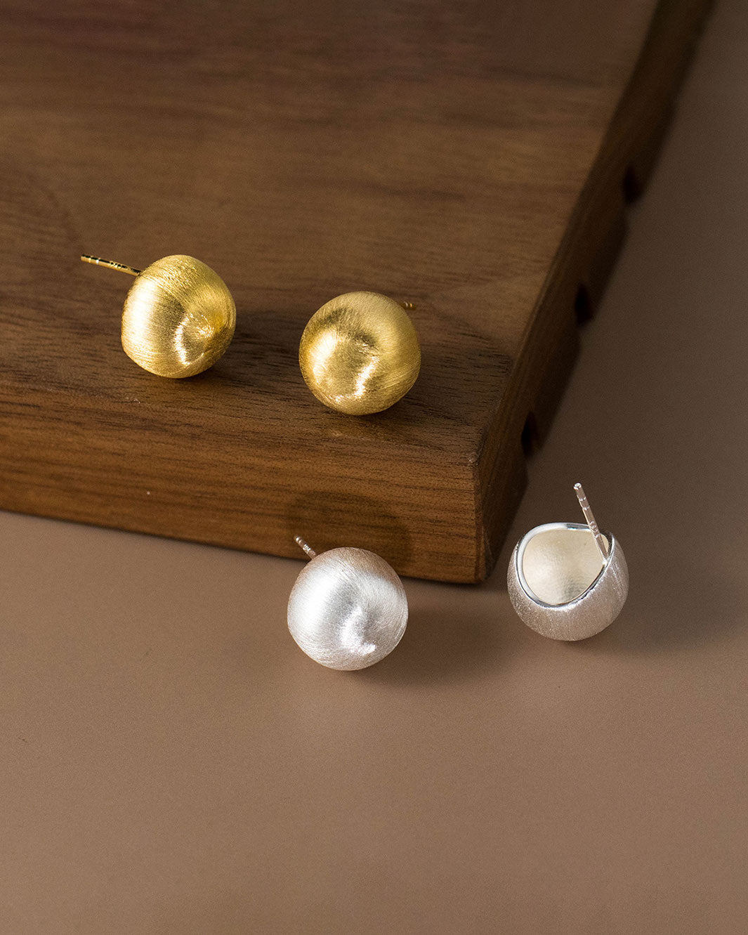 Brushed Coletta Ball Stud Earrings