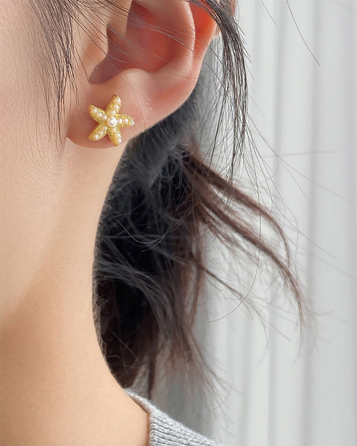 Marina Pearl Starfish Stud Earrings