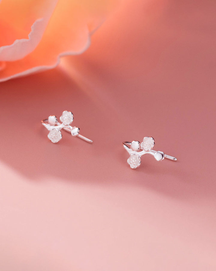 Plum Blossom Flower Climber Earrings