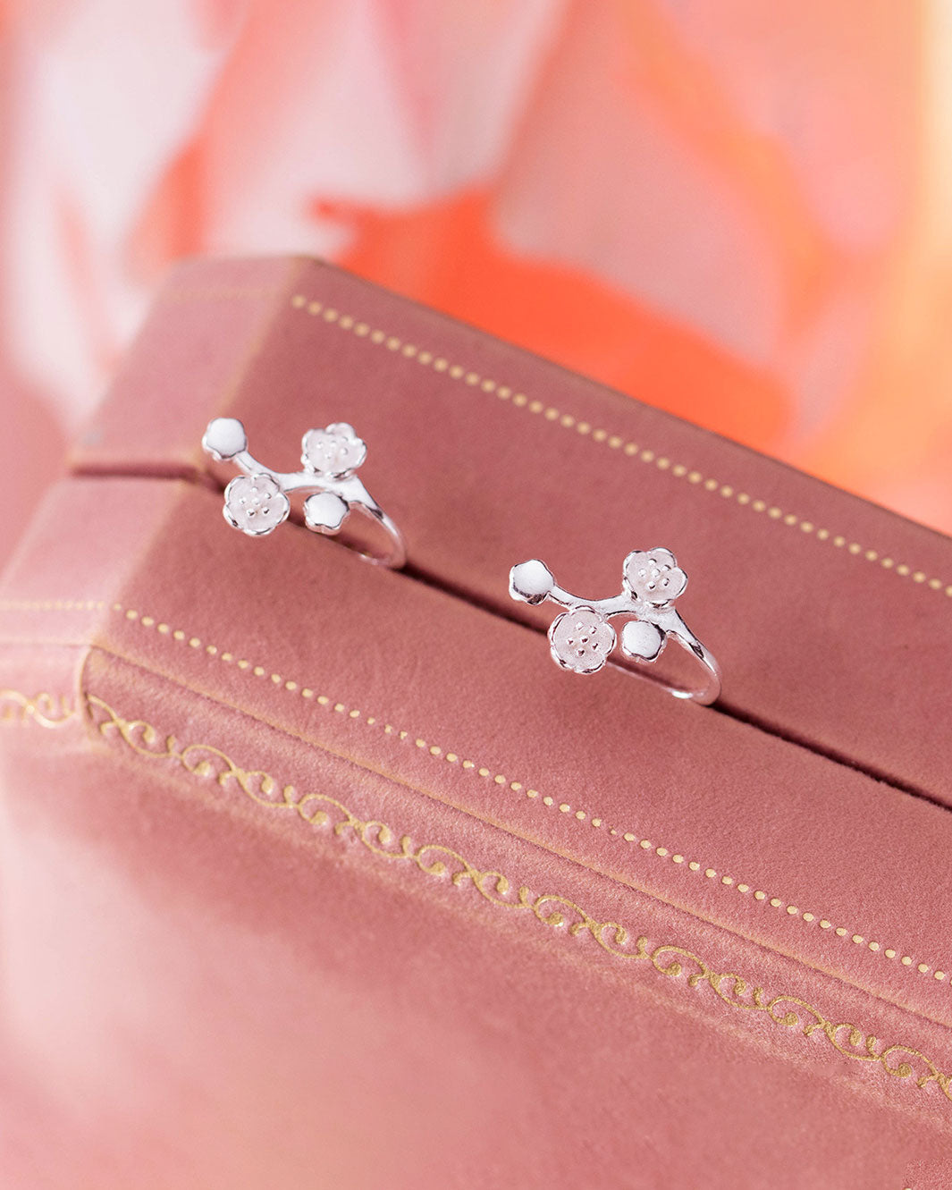 Plum Blossom Flower Climber Earrings