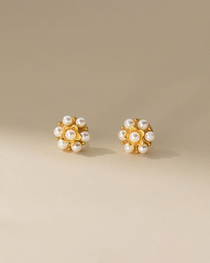 Fiorella Floral Pearl Stud Earrings