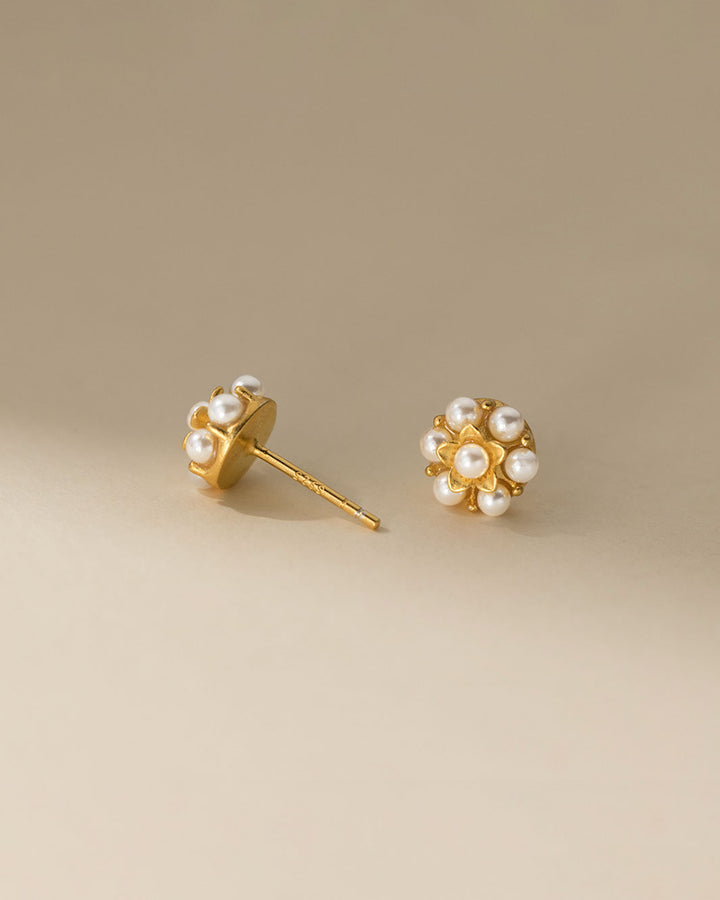 Fiorella Floral Pearl Stud Earrings