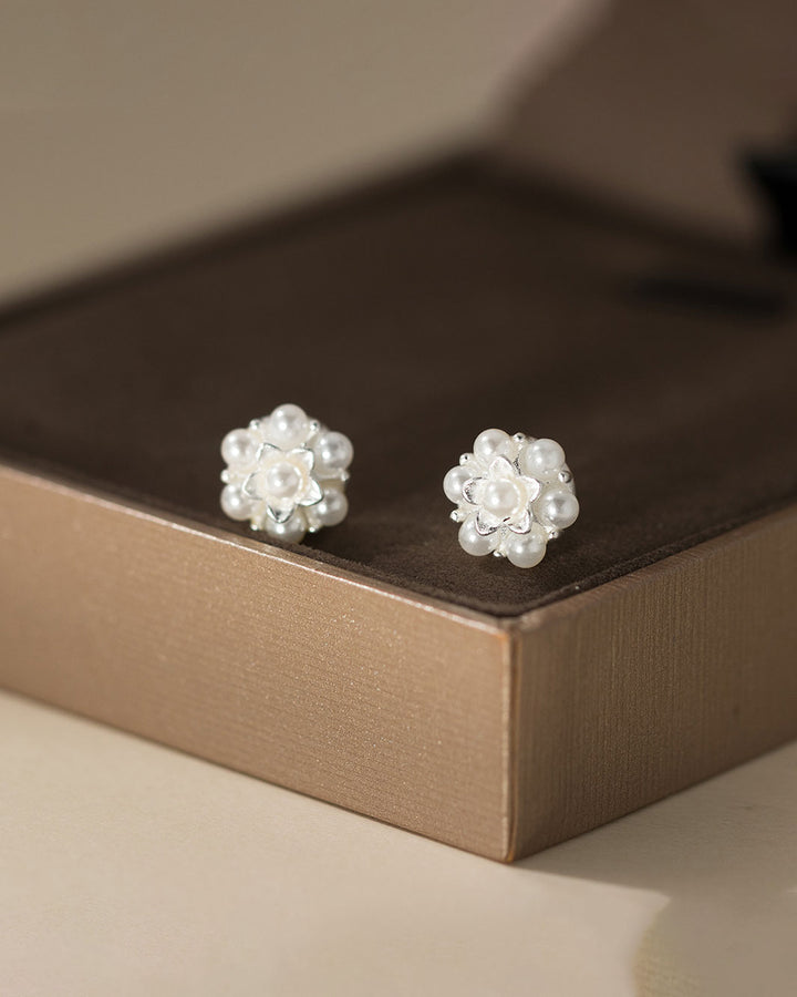 Fiorella Floral Pearl Stud Earrings