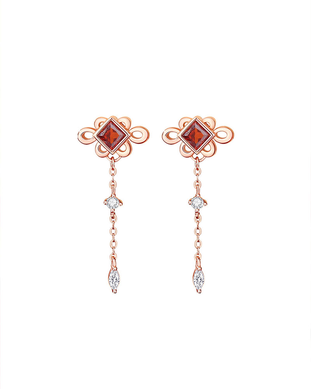 Chinese Knot Blessing Drop Earrings