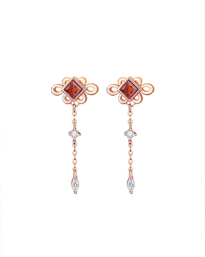 Chinese Knot Blessing Drop Earrings