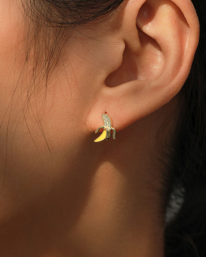 Golden Banana Stud Earrings