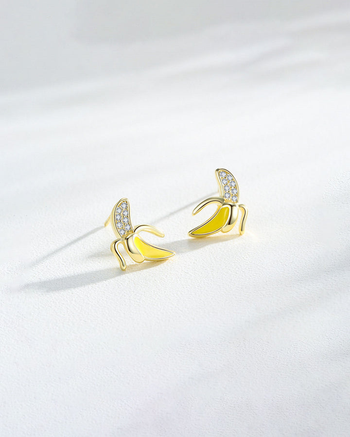 Golden Banana Stud Earrings