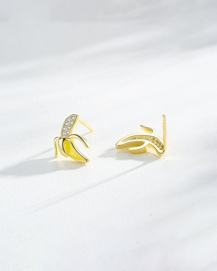 Golden Banana Stud Earrings