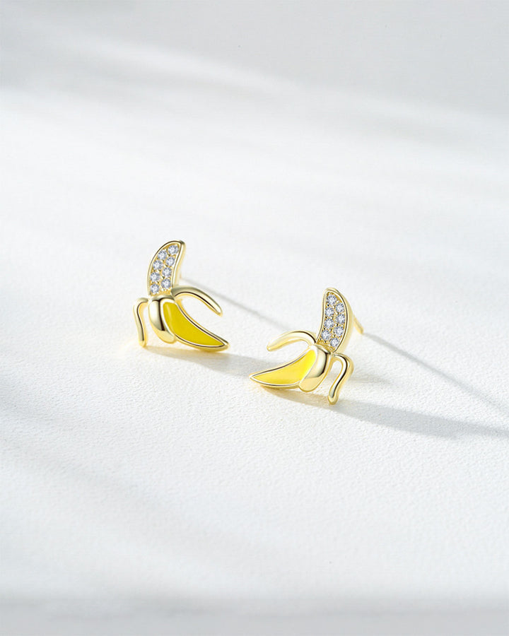 Golden Banana Stud Earrings