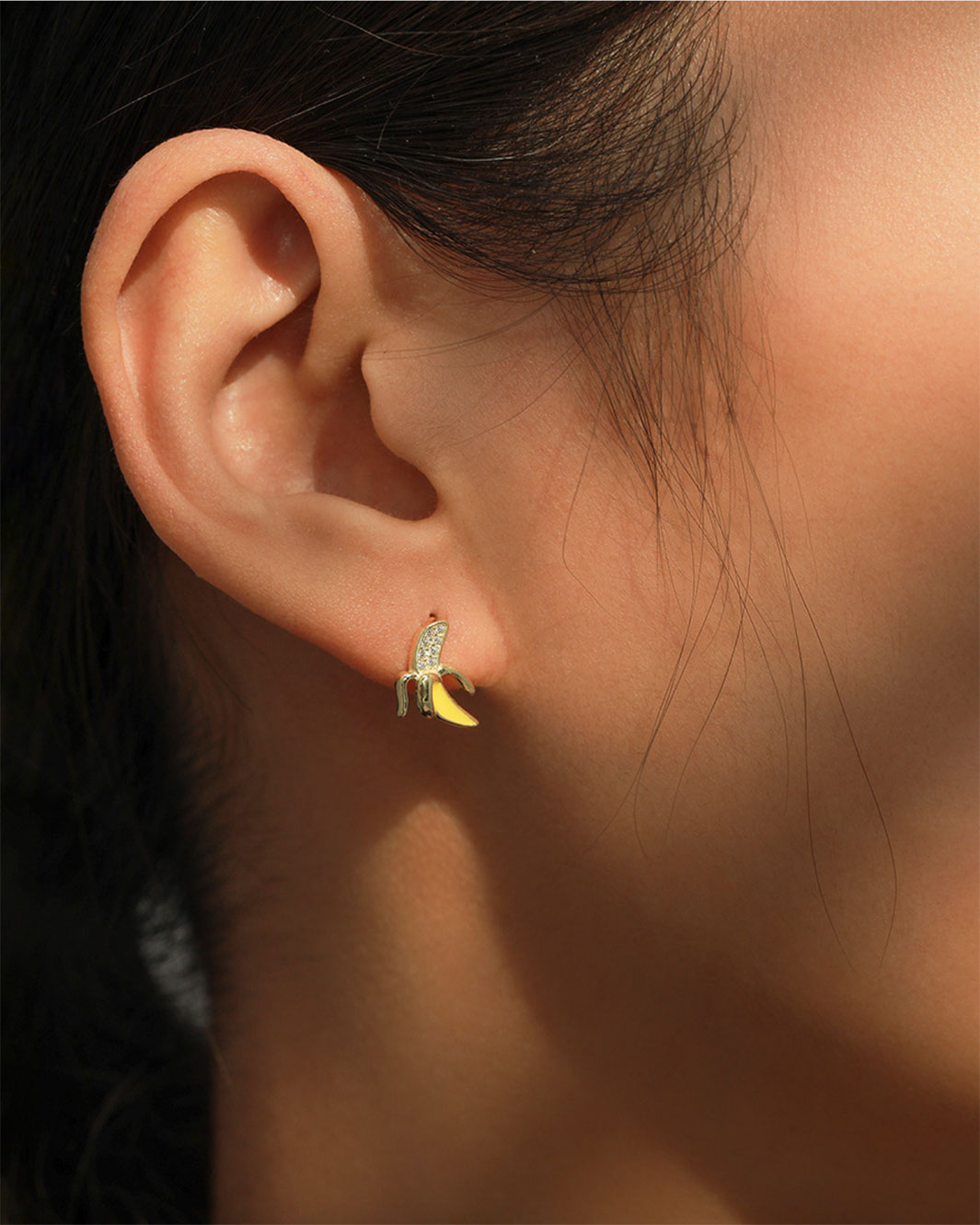 Golden Banana Stud Earrings