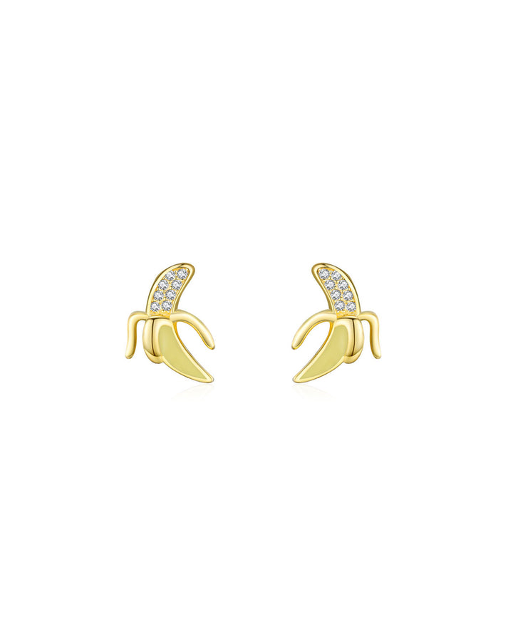 Golden Banana Stud Earrings