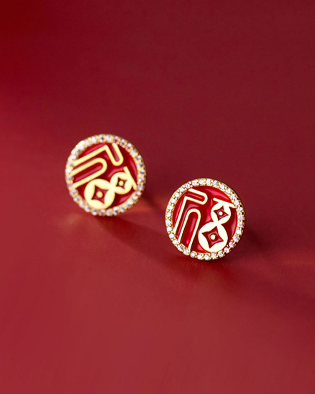 Diamante 福 Stud Earrings