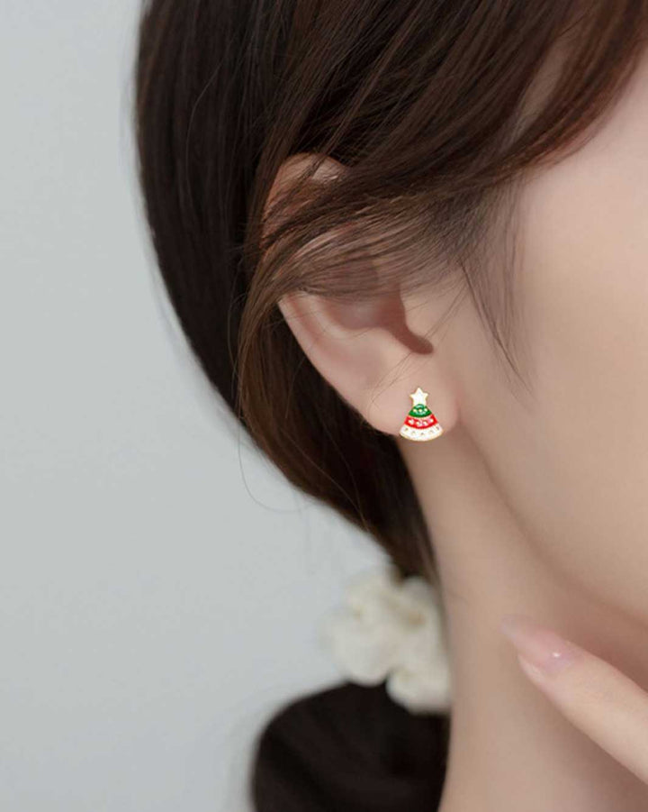 Christmas Tree and Reindeer Stud Earrings